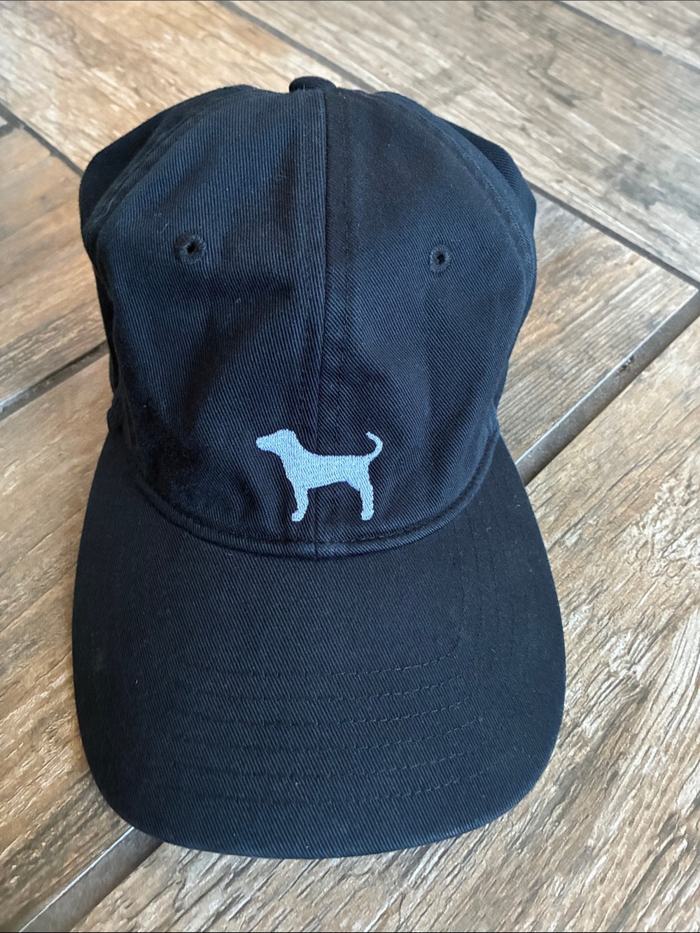 PINK Victoria's Secret Black Baseball Cap with Light Gray Dog Logo